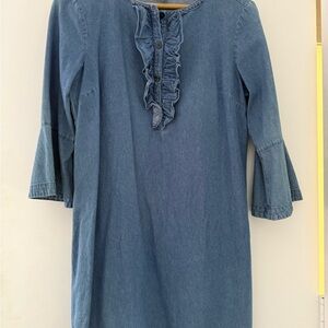Draper James Blue Denim Ruffle Dress